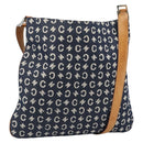 CELINE C Macadam Canvas Shoulder Bag Navy Silver Auth 186810A-1