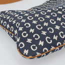 CELINE C Macadam Canvas Shoulder Bag Navy Silver Auth 186810A-11