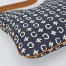 CELINE C Macadam Canvas Shoulder Bag Navy Silver Auth 186810A-13