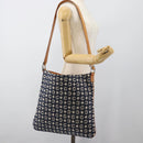 CELINE C Macadam Canvas Shoulder Bag Navy Silver Auth 186810A-21