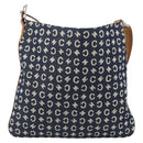 CELINE C Macadam Canvas Shoulder Bag Navy Silver Auth 186810A-3
