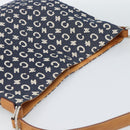 CELINE C Macadam Canvas Shoulder Bag Navy Silver Auth 186810A-6