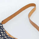 CELINE C Macadam Canvas Shoulder Bag Navy Silver Auth 186810A-8