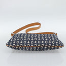 CELINE C Macadam Canvas Shoulder Bag Navy Silver Auth 186810A-9