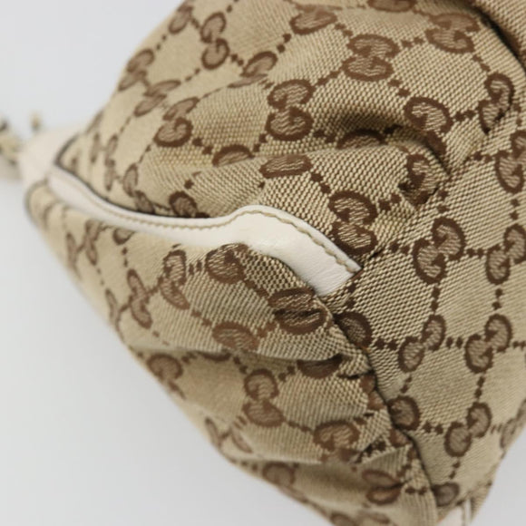 GUCCI GG Canvas Abbey Shoulder Bag Beige Gold 190525 Auth 186811V