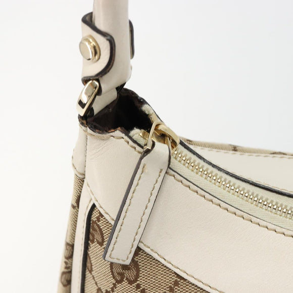 GUCCI GG Canvas Abbey Shoulder Bag Beige Gold 190525 Auth 186811V