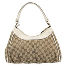 GUCCI GG Canvas Abbey Shoulder Bag Beige Gold 190525 Auth 186811V-2