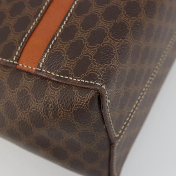 CELINE Macadam Canvas Hand Bag PVC Leather Brown Gold Auth 186813