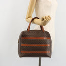 CELINE Macadam Canvas Hand Bag PVC Leather Brown Gold Auth 186813-25