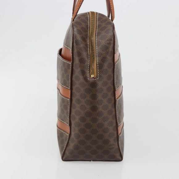 CELINE Macadam Canvas Hand Bag PVC Leather Brown Gold Auth 186813