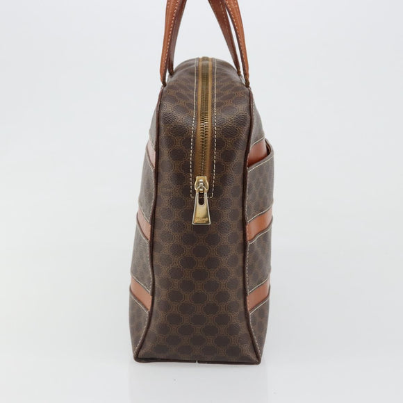 CELINE Macadam Canvas Hand Bag PVC Leather Brown Gold Auth 186813