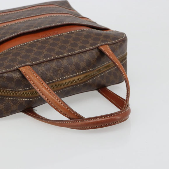 CELINE Macadam Canvas Hand Bag PVC Leather Brown Gold Auth 186813