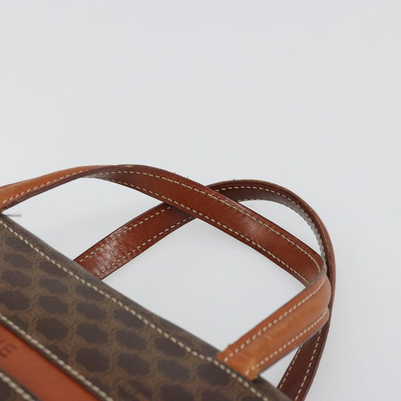 CELINE Macadam Canvas Hand Bag PVC Leather Brown Gold Auth 186813