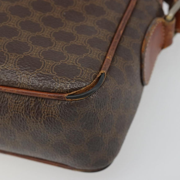CELINE Macadam Canvas Shoulder Bag PVC Leather Brown Gold Auth 186814