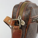 CELINE Macadam Canvas Shoulder Bag PVC Leather Brown Gold Auth 186814-9