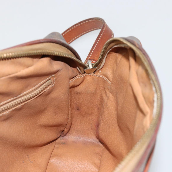 CELINE Macadam Canvas Shoulder Bag PVC Leather Brown Gold Auth 186814
