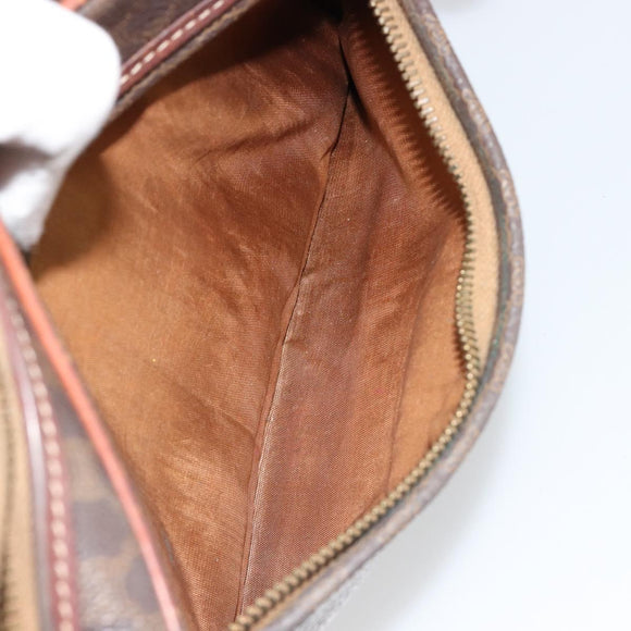CELINE Macadam Canvas Shoulder Bag PVC Leather Brown Gold Auth 186814