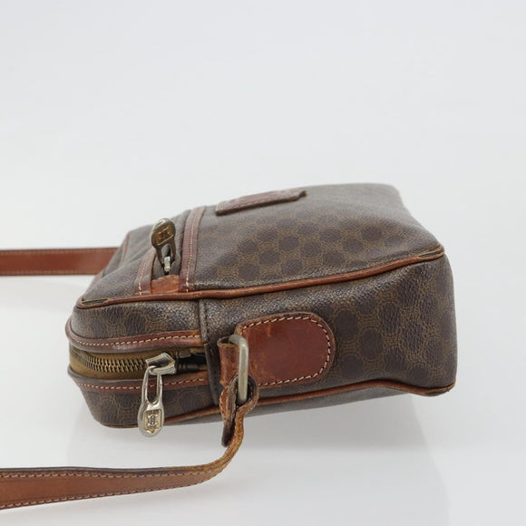 CELINE Macadam Canvas Shoulder Bag PVC Leather Brown Gold Auth 186814