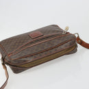 CELINE Macadam Canvas Shoulder Bag PVC Leather Brown Gold Auth 186814-6
