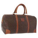 CELINE Macadam Canvas Boston Bag PVC Leather Brown Gold Auth 186815-1