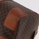 CELINE Macadam Canvas Boston Bag PVC Leather Brown Gold Auth 186815-15