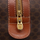 CELINE Macadam Canvas Boston Bag PVC Leather Brown Gold Auth 186815-10