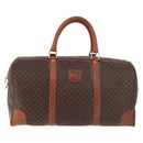 CELINE Macadam Canvas Boston Bag PVC Leather Brown Gold Auth 186815-13