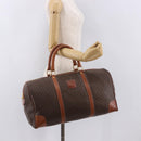 CELINE Macadam Canvas Boston Bag PVC Leather Brown Gold Auth 186815-23