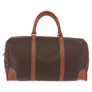 CELINE Macadam Canvas Boston Bag PVC Leather Brown Gold Auth 186815-2