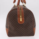 CELINE Macadam Canvas Boston Bag PVC Leather Brown Gold Auth 186815-4