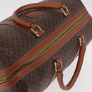 CELINE Macadam Canvas Boston Bag PVC Leather Brown Gold Auth 186815-6