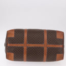 CELINE Macadam Canvas Boston Bag PVC Leather Brown Gold Auth 186815-5