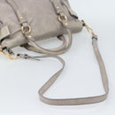 Miu Miu Ribbon Hand Bag Leather 2way Purple Gold Auth 186822V-9
