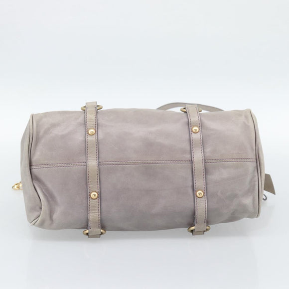 Miu Miu Ribbon Hand Bag Leather 2way Purple Gold Auth 186822V