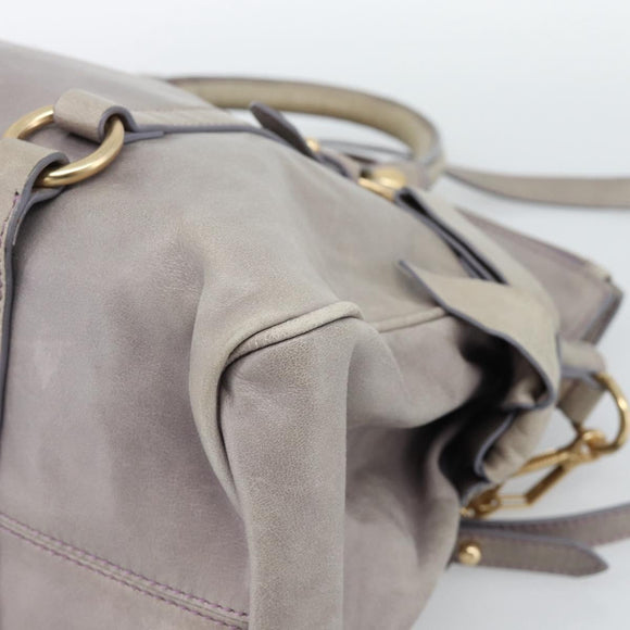 Miu Miu Ribbon Hand Bag Leather 2way Purple Gold Auth 186822V