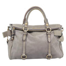 Miu Miu Ribbon Hand Bag Leather 2way Purple Gold Auth 186822V-13