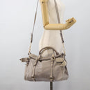 Miu Miu Ribbon Hand Bag Leather 2way Purple Gold Auth 186822V-26