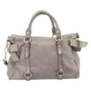 Miu Miu Ribbon Hand Bag Leather 2way Purple Gold Auth 186822V-2