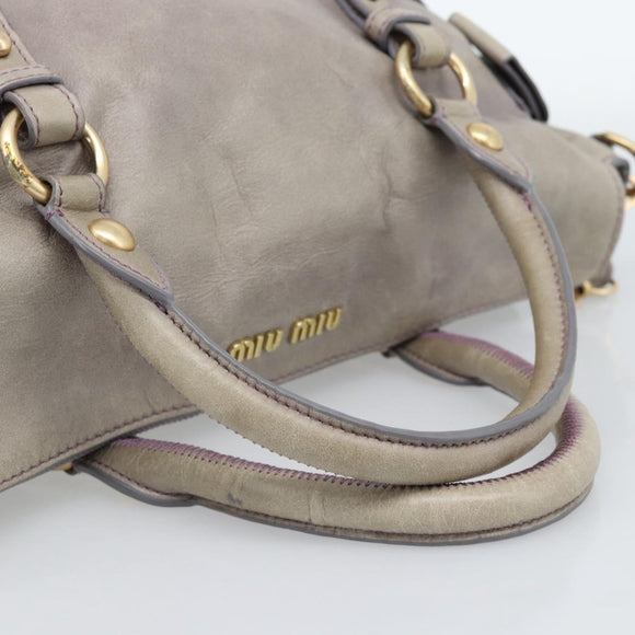 Miu Miu Ribbon Hand Bag Leather 2way Purple Gold Auth 186822V