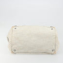 PRADA Canapa Hand Bag Canvas Gray Silver Auth 186823-5