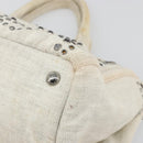 PRADA Canapa Hand Bag Canvas Gray Silver Auth 186823-15
