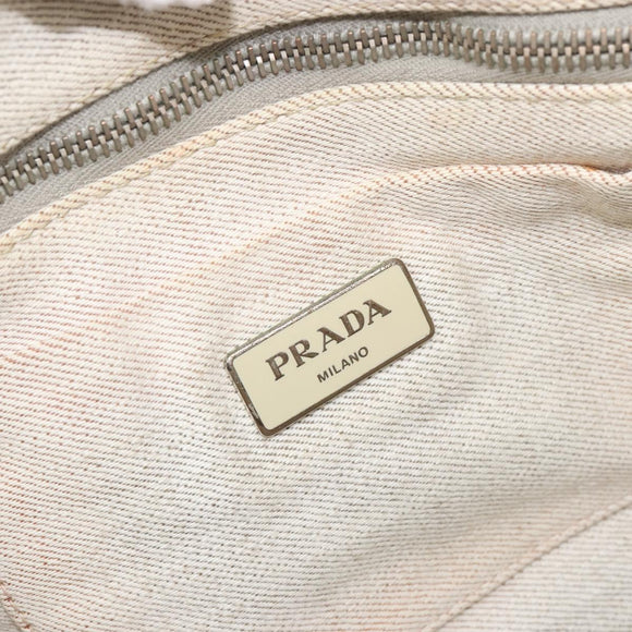 PRADA Canapa Hand Bag Canvas Gray Silver Auth 186823
