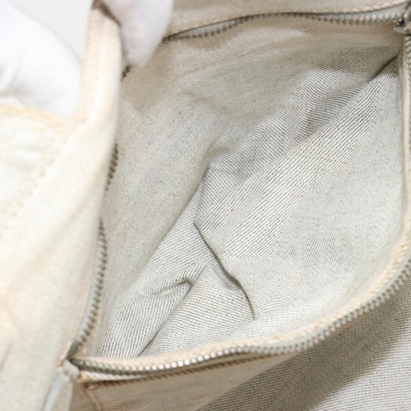 PRADA Canapa Hand Bag Canvas Gray Silver Auth 186823