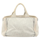 PRADA Canapa Hand Bag Canvas Gray Silver Auth 186823-2