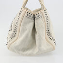 PRADA Canapa Hand Bag Canvas Gray Silver Auth 186823-3