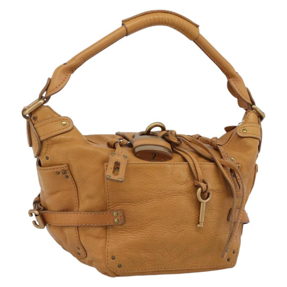 Chloe Paddington Shoulder Bag Leather Brown Gold Silver Auth 186824M