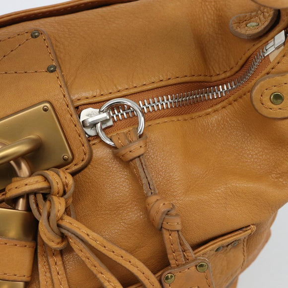 Chloe Paddington Shoulder Bag Leather Brown Gold Silver Auth 186824M