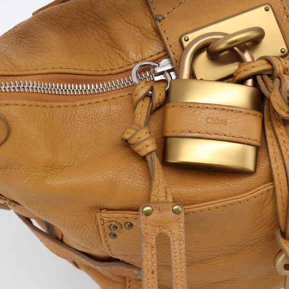 Chloe Paddington Shoulder Bag Leather Brown Gold Silver Auth 186824M
