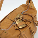 Chloe Paddington Shoulder Bag Leather Brown Gold Silver Auth 186824M-6