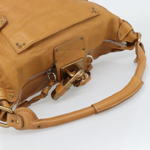 Chloe Paddington Shoulder Bag Leather Brown Gold Silver Auth 186824M